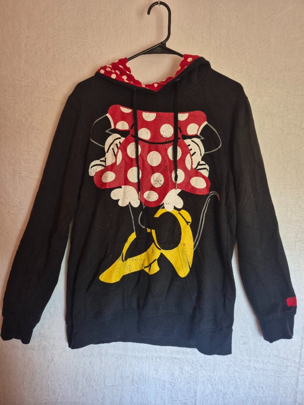 Disney Parks Authentic Minnie Mouse Ears Bow Polka Dot Pullover Hoodie L